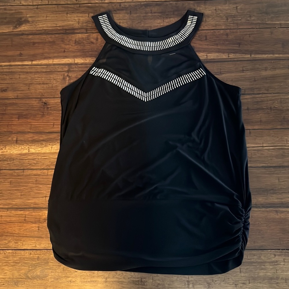 TORRID EMBELLISHED MESH ILLUSION HALTER TOP